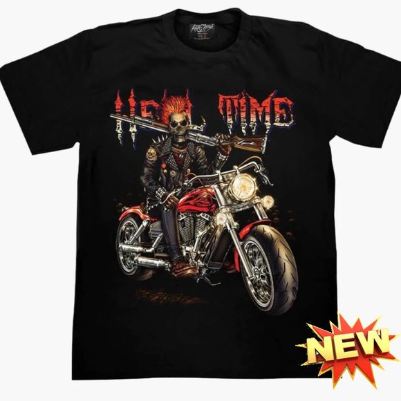 NEW WITH TAG ROCK CHANG HELL TIME GLOW IN THE DARK BLACK T-SHIRT - Picture 1 of 6